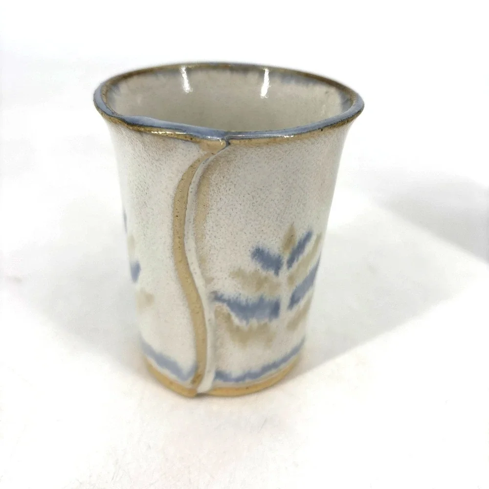 Handcrafted Bay Pottery Blue Tan Glaze Toothbrush Holder and Bathroom Water Cup